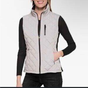 Andrew Marc Women's Quilted Vest - Light Gray and Black